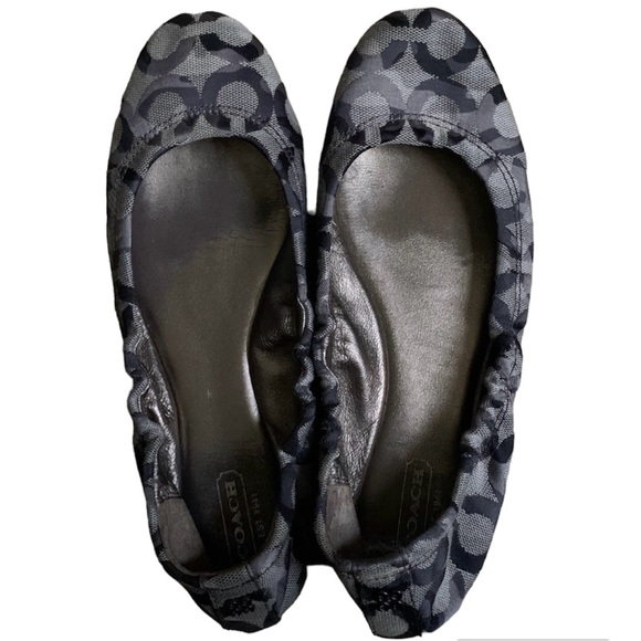Navy & Gray Coach Ballet Flats Size 7 - Picture 1 of 4